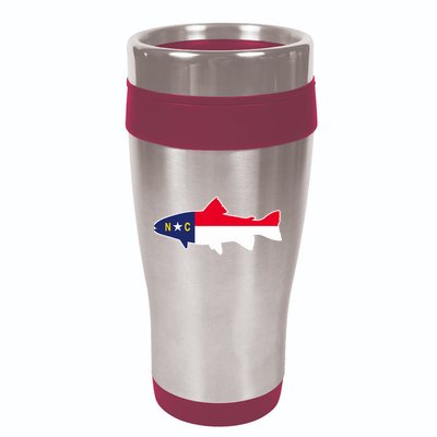 North Carolina Flag with Trout Fish 16oz Travel Tumbler