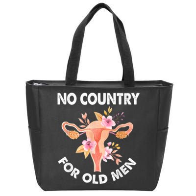 No Country For Old Men Floral Uterus Feminist Women Rights Zip Tote Bag