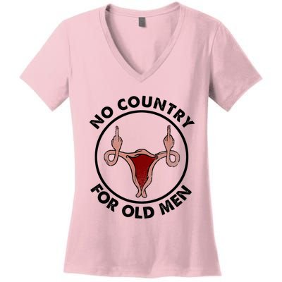 No Country For Old Men Uterus Feminist Women Rights Vintage Women's V-Neck T-Shirt