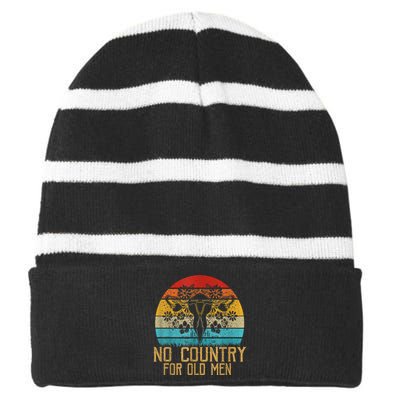 No Country For Old Men Our Uterus Our Choice Feminist Rights Striped Beanie with Solid Band