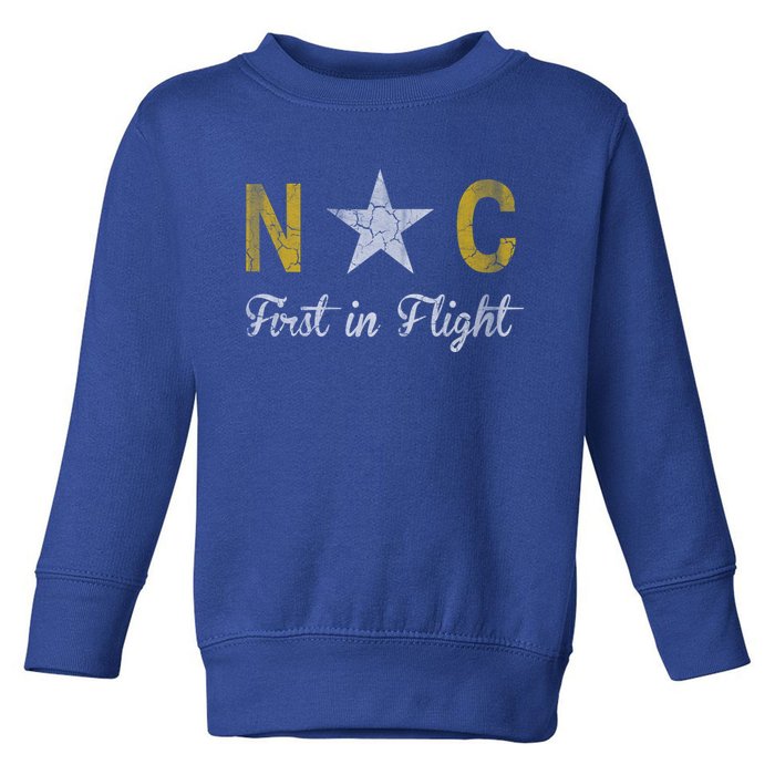 North Carolina First In Flight Vintage Distressed Fade Gift Toddler Sweatshirt