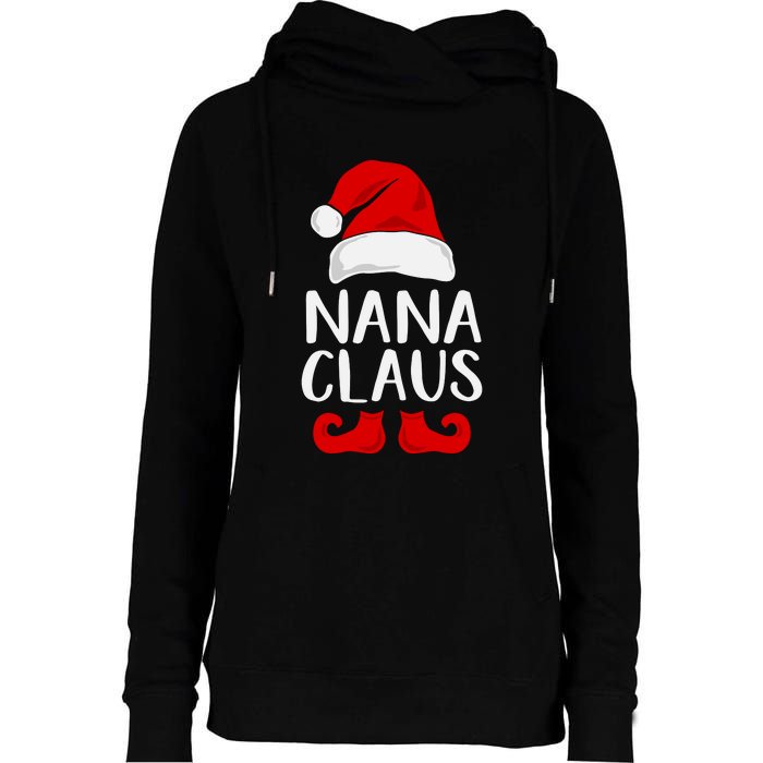 Nana Claus Funny Christmas Grandma, Winter, Christmas Slogans, Funny Christmas Womens Funnel Neck Pullover Hood