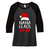 Nana Claus Funny Christmas Grandma, Winter, Christmas Slogans, Funny Christmas Women's Tri-Blend 3/4-Sleeve Raglan Shirt