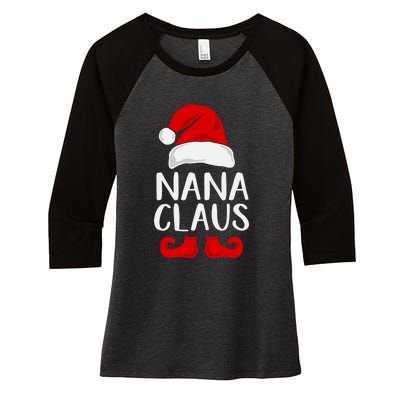 Nana Claus Funny Christmas Grandma, Winter, Christmas Slogans, Funny Christmas Women's Tri-Blend 3/4-Sleeve Raglan Shirt