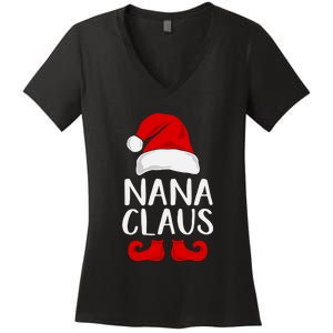 Nana Claus Funny Christmas Grandma, Winter, Christmas Slogans, Funny Christmas Women's V-Neck T-Shirt