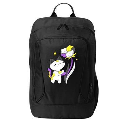 Nonbinary Cat Flower Nonbinary Flag Lgbt Nonbinary Pride Gift City Backpack