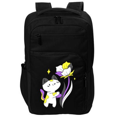 Nonbinary Cat Flower Nonbinary Flag Lgbt Nonbinary Pride Gift Impact Tech Backpack