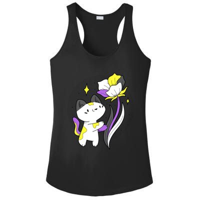 Nonbinary Cat Flower Nonbinary Flag Lgbt Nonbinary Pride Gift Ladies PosiCharge Competitor Racerback Tank