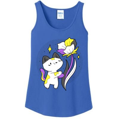 Nonbinary Cat Flower Nonbinary Flag Lgbt Nonbinary Pride Gift Ladies Essential Tank