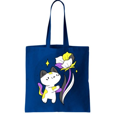 Nonbinary Cat Flower Nonbinary Flag Lgbt Nonbinary Pride Gift Tote Bag