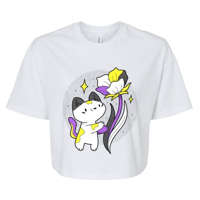 Nonbinary Cat Flower Nonbinary Flag Lgbt Nonbinary Pride Gift Bella+Canvas Jersey Crop Tee