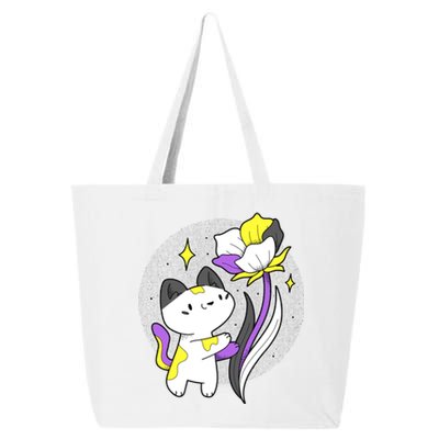 Nonbinary Cat Flower Nonbinary Flag Lgbt Nonbinary Pride Gift 25L Jumbo Tote