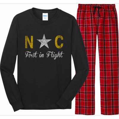 North Carolina First In Flight Vintage Distressed Fade Great Gift Long Sleeve Pajama Set