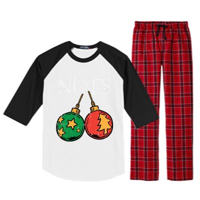 Nuts Chestnuts Funny Matching Couples Christmas Pjs Xmas Gift Raglan Sleeve Pajama Set