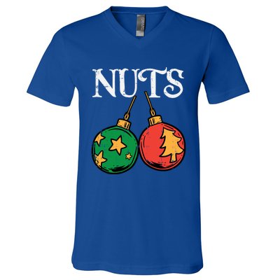 Nuts Chestnuts Funny Matching Couples Christmas Pjs Xmas Gift V-Neck T-Shirt