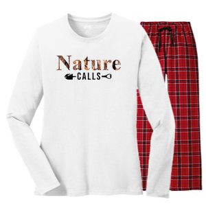 Nature Calls Fall Women's Long Sleeve Flannel Pajama Set 