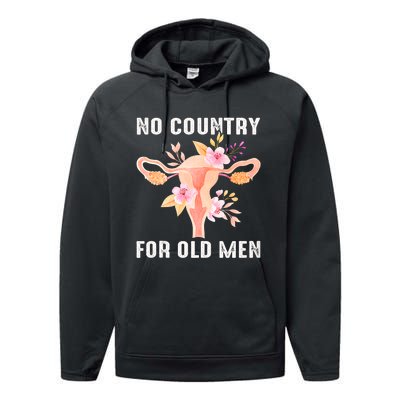 No Country For Old Men Floral Uterus Performance Fleece Hoodie