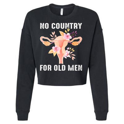 No Country For Old Men Floral Uterus Cropped Pullover Crew