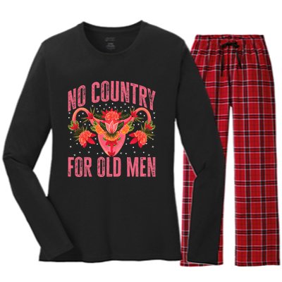 No Country For Old Men Hysterectomy Recovery Uterus Women's Long Sleeve Flannel Pajama Set 