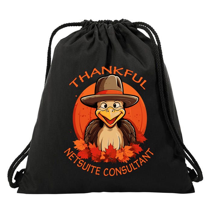 Netsuite Consultant Funny Thanksgiving Turkey & Fall Drawstring Bag