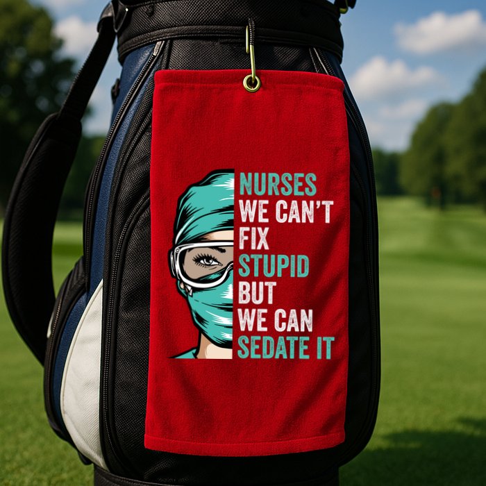 Nurse Can’T Fix Stupid But We Can Sedate It Funny Nurse Quote Golf Towel