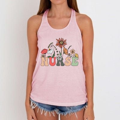 Nurse Cute Flowers Rn Nurse Wildflowers Gift Women's Knotted Racerback Tank