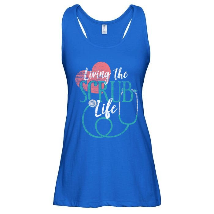 Nurse Cool Gift Living The Scrub Life Stethoscope Gift Ladies Essential Flowy Tank