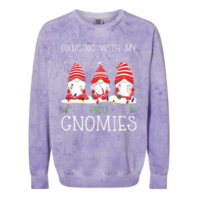 Nurse Christmas Gnome Cool Picu Nurse Christmas Lights Colorblast Crewneck Sweatshirt