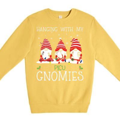 Nurse Christmas Gnome Cool Picu Nurse Christmas Lights Premium Crewneck Sweatshirt