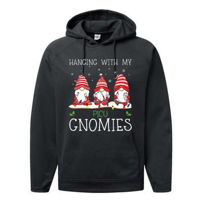 Nurse Christmas Gnome Cool Picu Nurse Christmas Lights Performance Fleece Hoodie