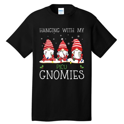 Nurse Christmas Gnome Cool Picu Nurse Christmas Lights Tall T-Shirt