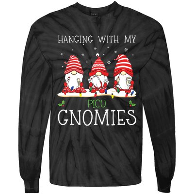 Nurse Christmas Gnome Cool Picu Nurse Christmas Lights Tie-Dye Long Sleeve Shirt