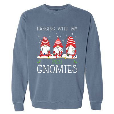 Nurse Christmas Gnome Cool Picu Nurse Christmas Lights Garment-Dyed Sweatshirt