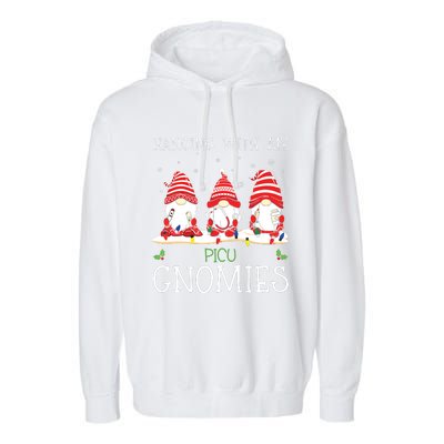 Nurse Christmas Gnome Cool Picu Nurse Christmas Lights Garment-Dyed Fleece Hoodie