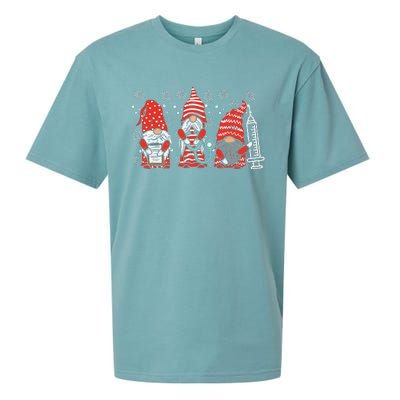 Nurse Christmas Gnomes Cute Xmas Scrub Top For Nurses Women Sueded Cloud Jersey T-Shirt