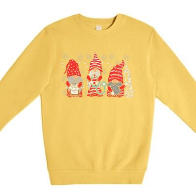 Nurse Christmas Gnomes Cute Xmas Nurses Premium Crewneck Sweatshirt