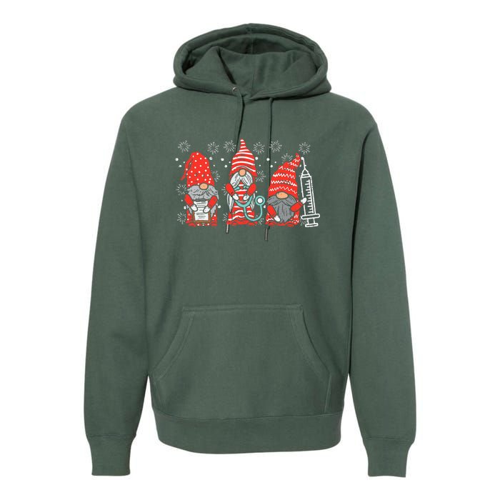 Nurse Christmas Gnomes Cute Xmas Nurses Premium Hoodie