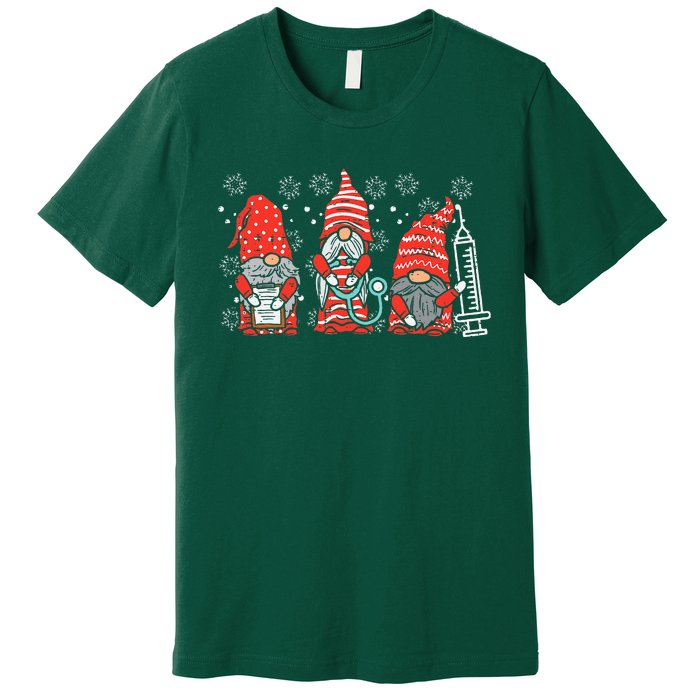 Nurse Christmas Gnomes Cute Xmas Nurses Premium T-Shirt