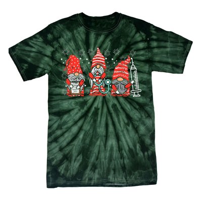 Nurse Christmas Gnomes Cute Xmas Nurses Tie-Dye T-Shirt