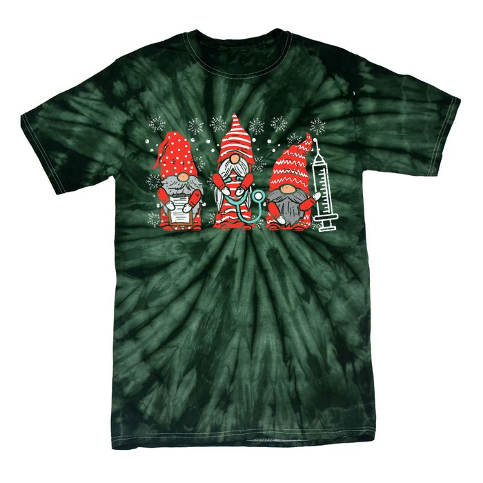 Nurse Christmas Gnomes Cute Xmas Nurses Tie-Dye T-Shirt