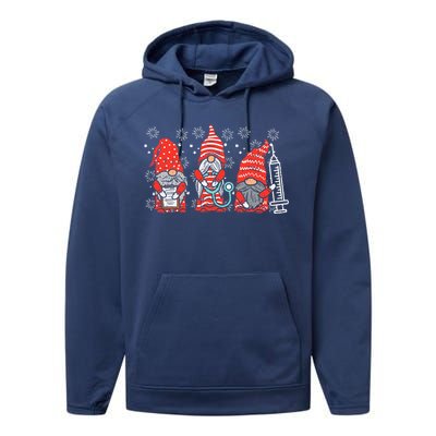 Nurse Christmas Gnomes Cute Xmas Nurses Performance Fleece Hoodie