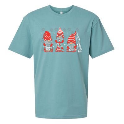 Nurse Christmas Gnomes Cute Xmas Scrub Top For Nurses Women Sueded Cloud Jersey T-Shirt