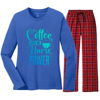 Nurse Coffee Gives Me Nurse Power Gift Women's Long Sleeve Flannel Pajama Set 