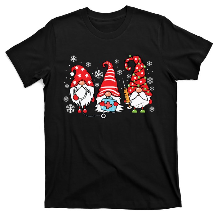 Nurse Christmas Gnomes Xmas Scrub Top Er Rn Nursing Gnomies T-Shirt