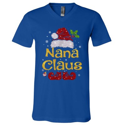 Nana Claus Gift Christmas Pajama Family Matching Xmas Gift V-Neck T-Shirt