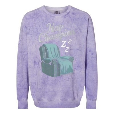 Nap Champion Grandpa And Dad And Papa May Nap Suddenly Colorblast Crewneck Sweatshirt