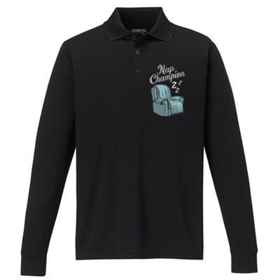 Nap Champion Grandpa And Dad And Papa May Nap Suddenly Performance Long Sleeve Polo