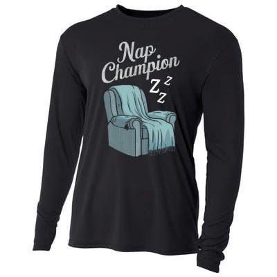 Nap Champion Grandpa And Dad And Papa May Nap Suddenly Cooling Performance Long Sleeve Crew