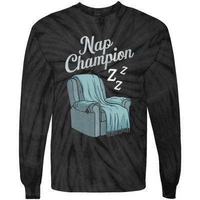 Nap Champion Grandpa And Dad And Papa May Nap Suddenly Tie-Dye Long Sleeve Shirt