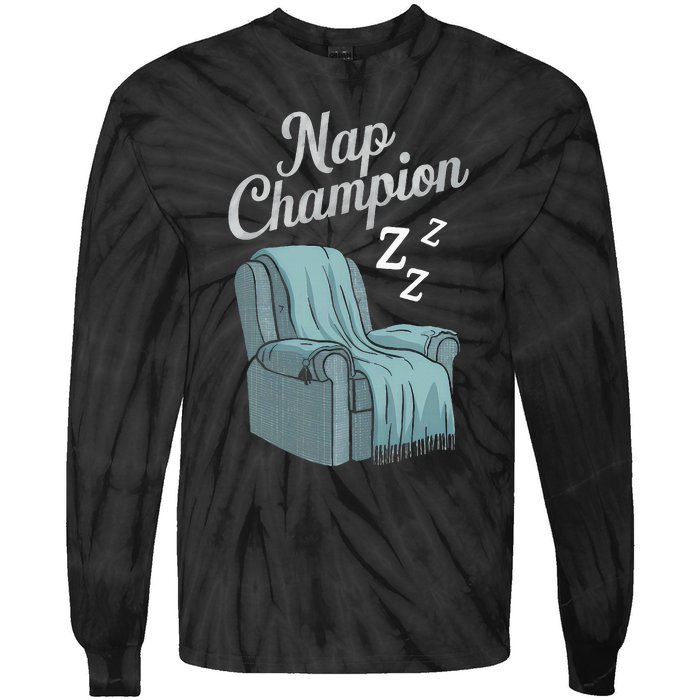 Nap Champion Grandpa And Dad And Papa May Nap Suddenly Tie-Dye Long Sleeve Shirt